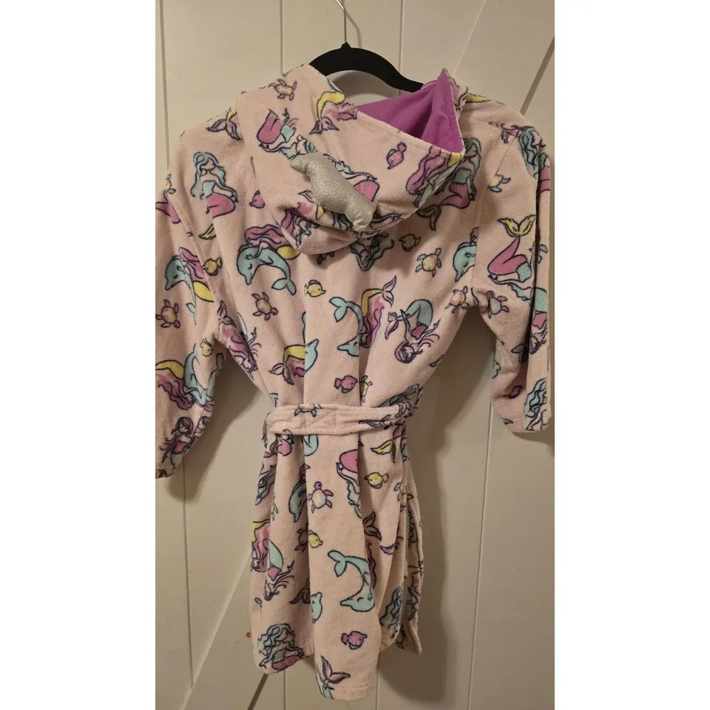 Saint Eve Girls Mermaid Bathrobe Hooded Swim Cover Up Pink Size M 10/12